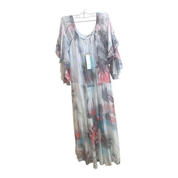 Anna Milani silk blend Made in Italy maxi dress off shoulder or on sz L NWT - Picture 2 of 11